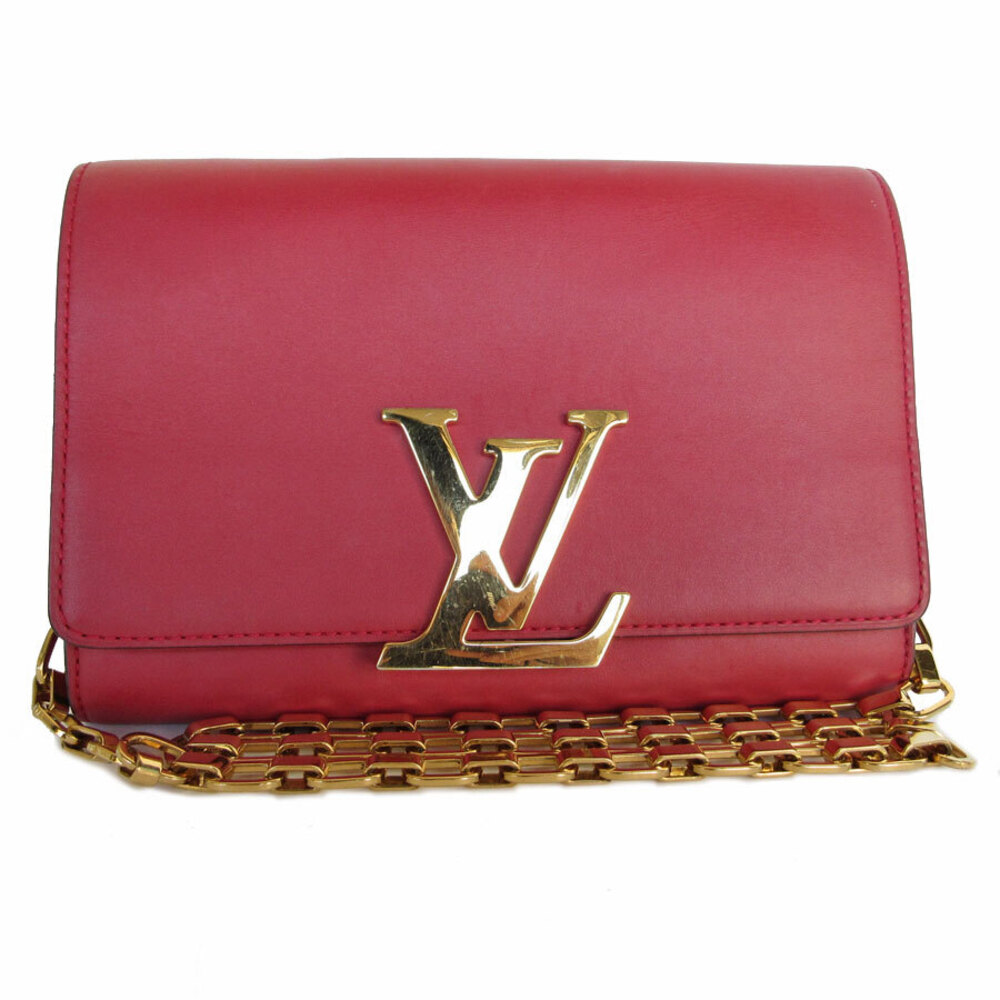 Louis Vuitton Louise Shoulder Bag Chain Shoulder Bag Red Leather